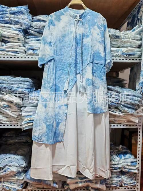 原創(chuàng)純植物板藍(lán)根手工扎染藍(lán)色連衣裙文藝長(zhǎng)裙防曬外披